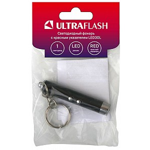 Ultraflash LED30L (фонарь, 1LED+лазерная указка 3xAG3, черный, алюм., блистер-пакет)