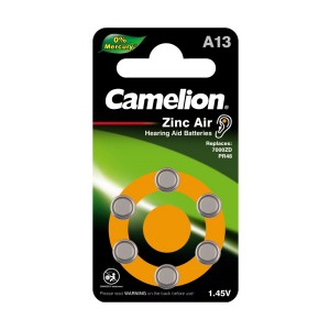 Camelion ZA13 BL-6 Mercury Free (A13-BP6(0%Hg), PR48 батарейка для слуховых аппаратов, 1.4V) (упак. 6 шт.)