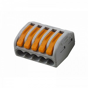 222-415 Универсальная клемма, 5-проводная, серая (0,08-2,5/4 мм²) (40 шт/уп) WAGO