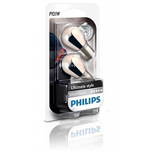 12496 SV Блистер (2 шт.) PY21W 12V 21W BAU15s SILVER VISION PHILIPS - лампа
