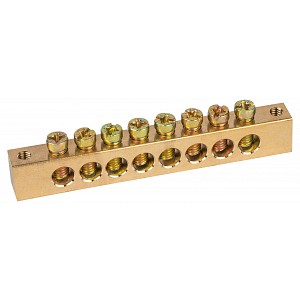 NO-122-21 Шина ЭРА NO-122-21 PEN земля-ноль 8х12мм 8/2 латунная крепеж по краям