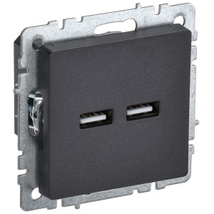 BRITE Розетка USB A+A 5В 3,1А РЮ10-1-БрЧ черный IEK
