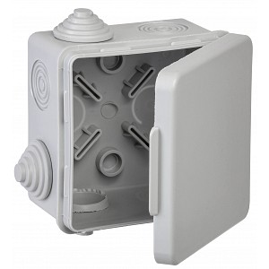 Коробка распаячная КМ для открытой проводки с откидной крышкой 80х80х50мм IP54 4 гермоввода (7035) GENERICA