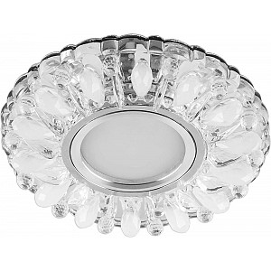 Светильник потолочный встраиваемый со светодиодной подсветкой 15LED*2835 SMD 4000K, MR16 50W G5.3, прозрачный-матовый, хром, CD914 с драйвером в комплекте