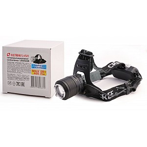 Ultraflash LED5339  (фонарь налоб акк 3,7В, черн., LED+синий LED, 5 Вт, фокус, 2 ак. 4 реж, USB, са)