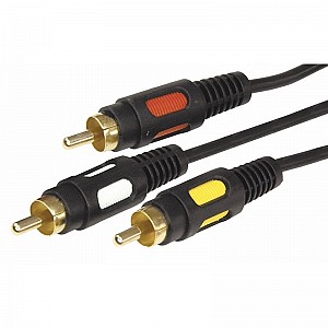 Шнур 3 RCA – 3 RCA, 3м, черный, позолоченный REXANT