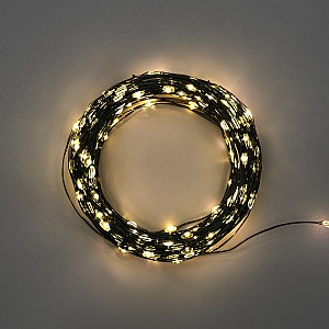 Гирлянда светодиодная Роса с контроллером 50м, 500LED, ТЕПЛЫЙ БЕЛЫЙ, IP20, 230В, зеленый провод NEON-NIGHT