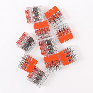 Volsten V02-9W-221-413 (СМК, Строительно-монтажная клемма 3 пр. до 4 мм, 32А, 450 В, 10 шт., оранж.) (упак. 10 шт.)