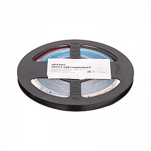 Лента светодиодная 12В, SMD2835, 9,6Вт/м, 60 LED/м, 6500K, 8мм, 5м, IP20 REXANT