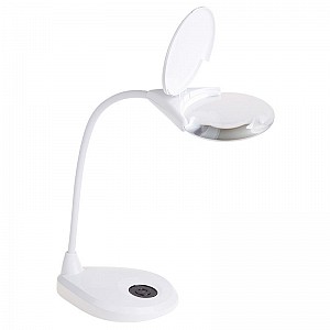 Лупа настольная 3D с подсветкой 3 LED, сенсорная регулировка яркости, Эксперт, ø125мм, белая REXANT