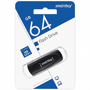 USB 3.0/3.1 накопитель Smartbuy 064 ГБ серия Scout Чёрный (SB064GB3SCK)