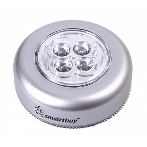 Светодиодный фонарь PUSH LIGHT 1 шт х 4 LED Smartbuy 3AAA, серебристый (SBF-831-S)