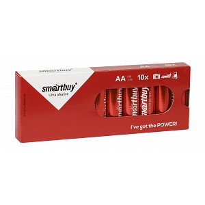 Батарейка алкалиновая Smartbuy LR6/10 box (10/300)  (SBBA-2A10BX) (цена за упаковку, 10 шт)