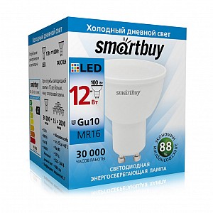 Светодиодная (LED) Лампа Smartbuy-Gu10-12W/6000 (SBL-GU10-12-60K)/100