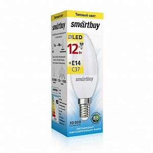 Светодиодная (LED) Лампа Smartbuy-C37-12W/3000 (SBL-C37-12-30K-E14)/100