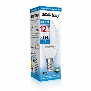 Светодиодная (LED) Лампа Smartbuy-C37-12W/6000 (SBL-C37-12-60K-E14)