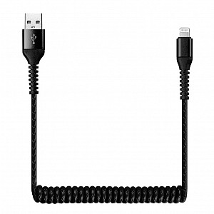 Дата-кабель Smartbuy USB - 8-pin для Apple, спиральный, длина 1,0 м, черный (iK-512sp black)/500