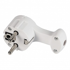 Вилка Smartbuy, угловая плоская (8 мм) с/з с кольцом белая 16А 250В (SBE-16-P11-w)