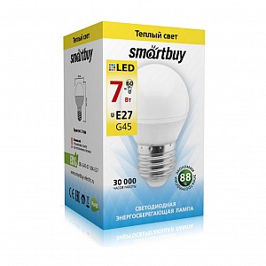 Светодиодная (LED) Лампа Smartbuy-G45-07W/3000/E27 (SBL-G45-07-30K-E27)