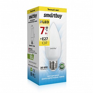 Светодиодная (LED) Лампа Smartbuy-C37-07W/3000/E27 (SBL-C37-07-30K-E27)