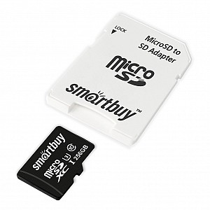micro SDXC карта памяти Smartbuy 256ГБ серия Advanced U3/V30/A1; до 90/55 МБ/с, с адаптером SD