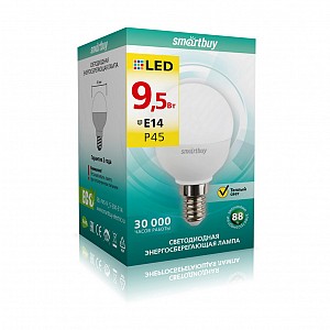 Светодиодная (LED) Лампа Smartbuy-P45-9,5W/3000/E14 (SBL-P45-9_5-30K-E14)/100