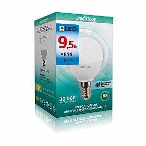 Светодиодная (LED) Лампа Smartbuy-P45-9,5W/6000/E14 (SBL-P45-9_5-60K-E14)/100