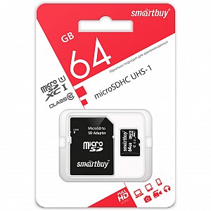 micro SDXC карта памяти Smartbuy 064 ГБ UHS-1, с адаптером SD