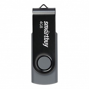 USB 2.0 накопитель Smartbuy 004 ГБ серия Twist Чёрный/Cерый (SB004GB2TWK)