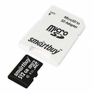 micro SDXC карта памяти Smartbuy 512 ГБ UHS-1, с адаптером SD