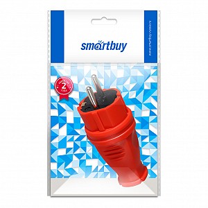 Вилка прямая каучуковая 230В, 2P+PE, 16A, IP44, красная (SBE-16-P07-Rr)