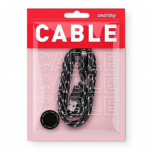 Дата-кабель Smartbuy USB - 8-pin для Apple, нейлон, длина 1 м, черный (iK-512n black)/100