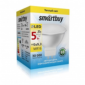 Светодиодная (LED) Лампа Smartbuy-Gu5,3-05W/3000 (SBL-GU5_3-05-30K-N)