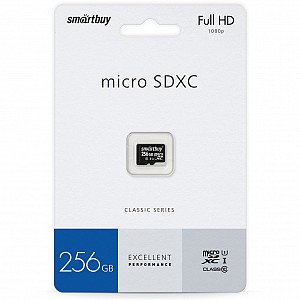 micro SDXC карта памяти Smartbuy 256 ГБ UHS-1, без адаптеров