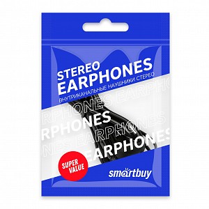Внутриканальная гарнитура Smartbuy S6, черная, цветной пакет (SBH-201) / 100
