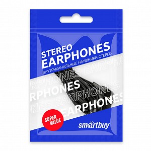 Внутриканальная гарнитура Smartbuy S4, черная, цветной пакет (SBH-011) / 100