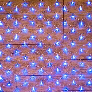 Гирлянда сеть 1,8х1,5м, прозрачный ПВХ, 180 LED, Синий