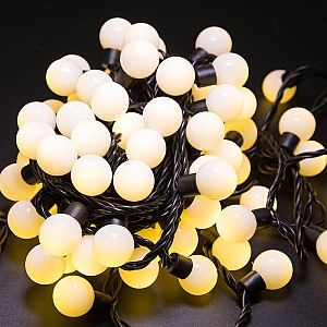 Гирлянда светодиодная Мультишарики Ø23мм 10м 80 LED ТЕПЛЫЙ БЕЛЫЙ черный ПВХ IP65 постоянное свечение 230В нужен блок 303-500 NEON-NIGHT