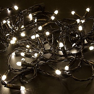 Гирлянда светодиодная Нить 10м 100 LED ТЕПЛЫЙ БЕЛЫЙ черный ПВХ IP65 постоянное свечение 24В соединяется NEON-NIGHT нужен транс-ор 531-100/531-311/531-312