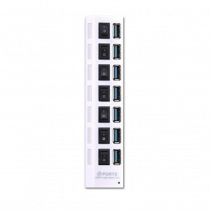 USB 3.0 хаб с выключателями, 7 портов, СуперЭконом, белый, SBHA-7307-W/30