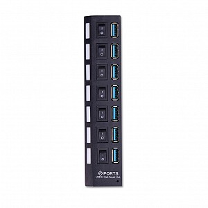 USB 3.0 хаб с выключателями, 7 портов, СуперЭконом, черный, SBHA-7307-B