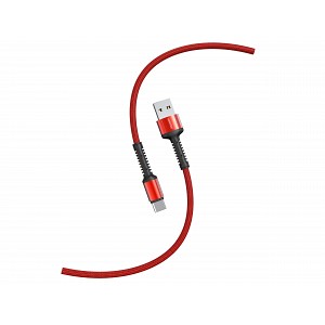 Кабель для зарядки и передачи данных S26 Type C красный, 3 А, QC, нейл.,1 м, Smartbuy (iK-3112-S26r)