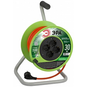 RP-4e-3x1.5-30m Удлинитель силовой ЭРА RP-4e-3x1.5-30m на пластиковой катушке c заземлением 4 розетки 30м ПВС 3х1,5мм2