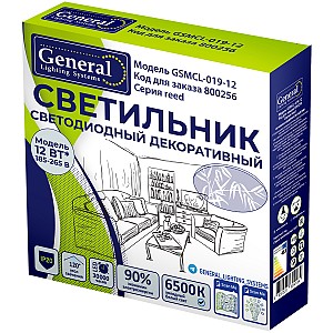 Светильник потолочный с/д General GSMCL-019-12 Reed 12Вт 6500K 780Лм 190*218x55мм без пульта (800256) (1/20)