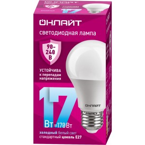 Лампа ОНЛАЙТ 90 404 OLL-A60-17-230-6.5K-E27 (PRO 90-240 В)