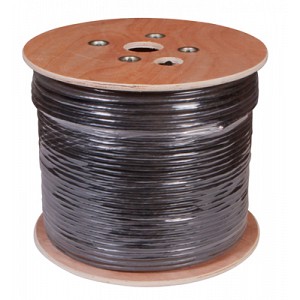 Кабель витая пара U/UTP, CAT 5е, PE, 10PR, 24AWG, внешний, однопроволочный, черный, 305м, РФ REXANT