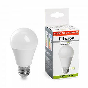 Лампа светодиодная низковольтная, (12W) 12-48V E27 4000K A60, LB-193