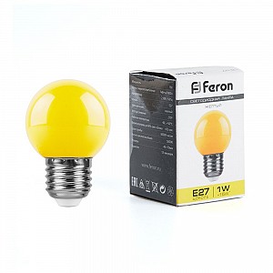 Лампа светодиодная, (1W) 230V E27 желтая G45 матовая, LB-37