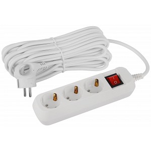 UDL-16-3100-ES Удлинитель электрический ЭРА UDL-16-3100-ES Greenline 3 розетки с заземлением с выключателем 10м ПВС 3x1мм2