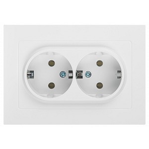 6-205-01. Розетка Intro Accent 6-205-01 двойная 2X2P+E Schuko 16А-250В IP20 СУ AL/CU белый